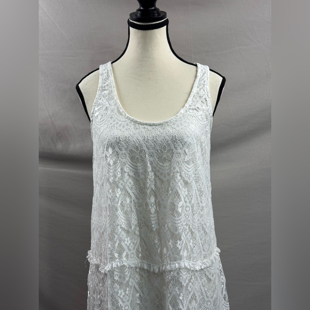 Elegant Bohemian Sleeveless Lace Long Dress White - Picture 9 of 11